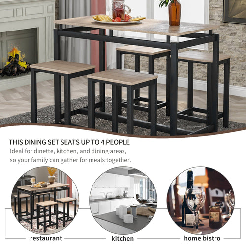 1st Choice Furniture Direct Counter Height Set 1st Choice 5-Piece Oak Kitchen Counter Height Table Set with 4 Stools