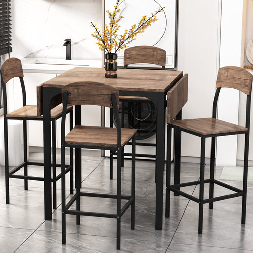 1st Choice Furniture Direct Counter Height Set 1st Choice Black Frame/Brown 5-pc Counter Height Dining Set