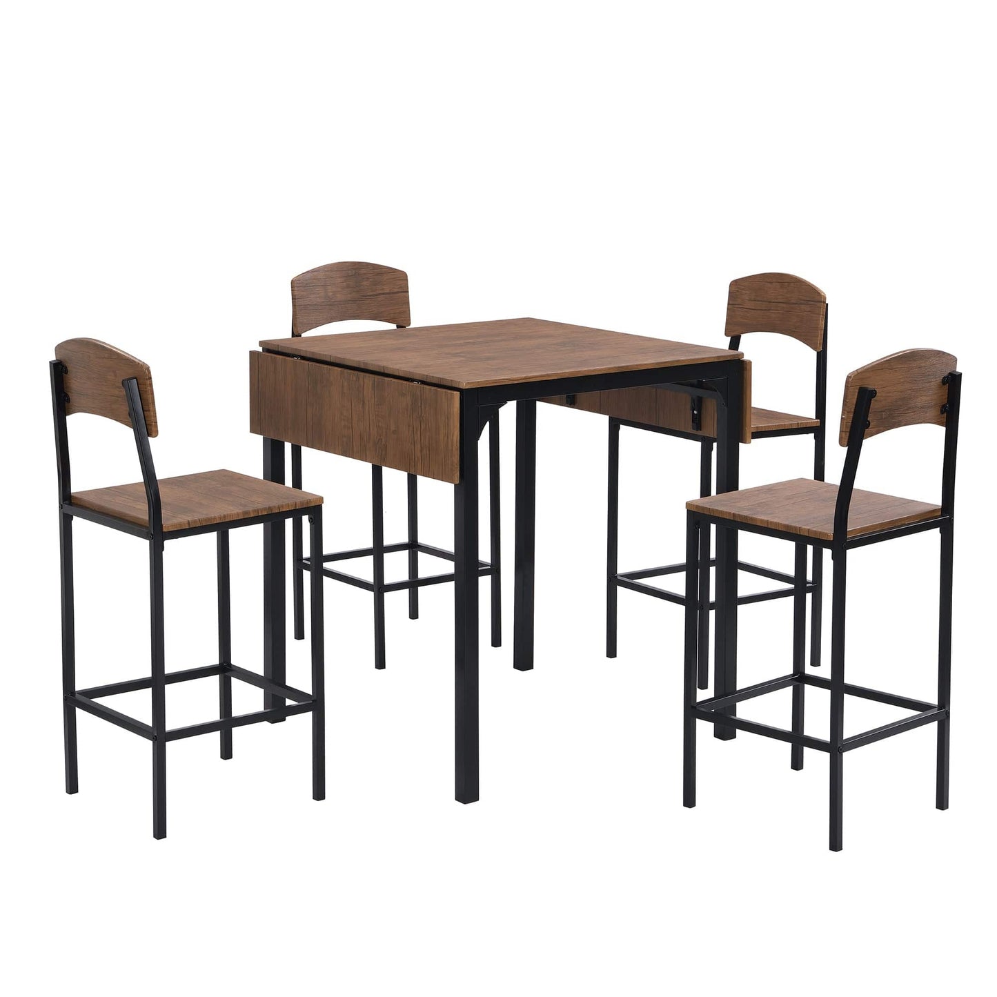 1st Choice Furniture Direct Counter Height Set 1st Choice Black Frame/Brown 5-pc Counter Height Dining Set