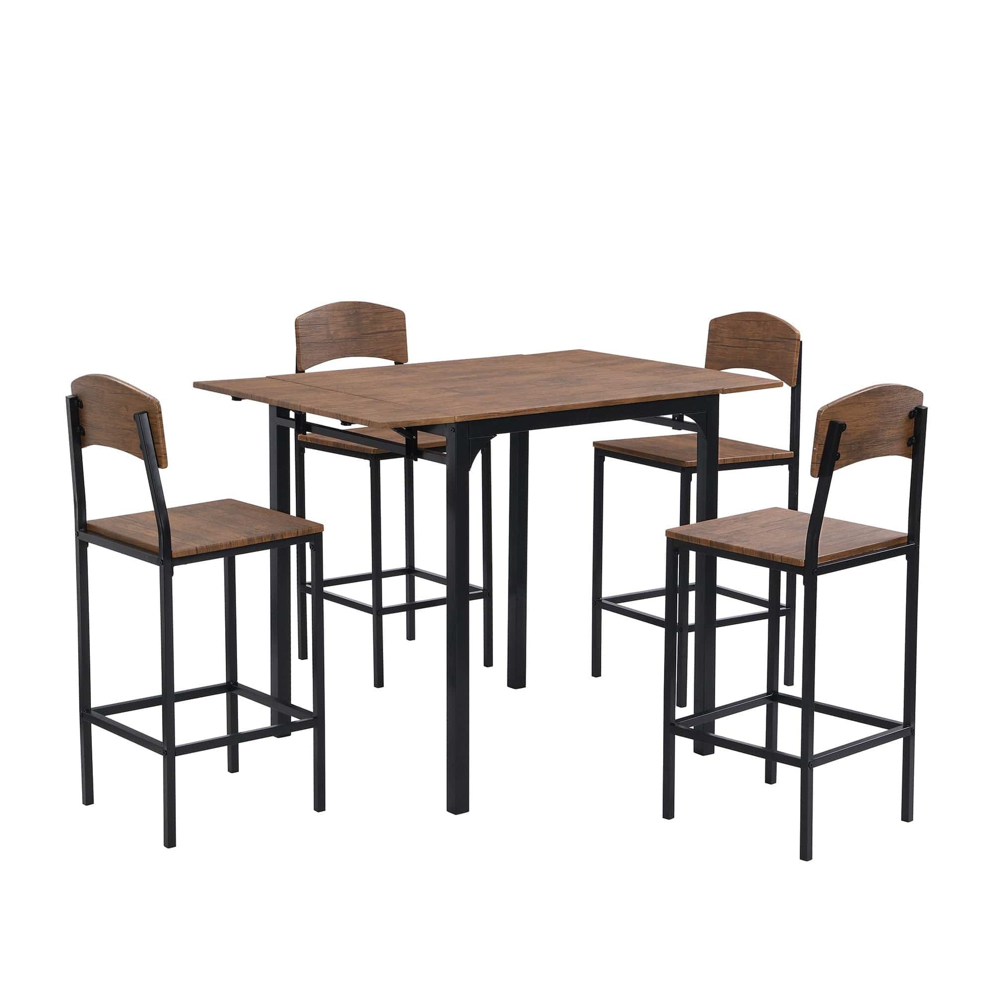 1st Choice Furniture Direct Counter Height Set 1st Choice Black Frame/Brown 5-pc Counter Height Dining Set