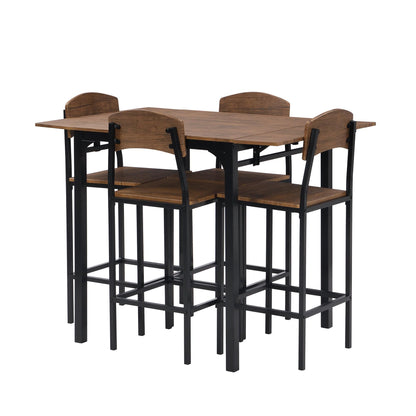 1st Choice Furniture Direct Counter Height Set 1st Choice Black Frame/Brown 5-pc Counter Height Dining Set