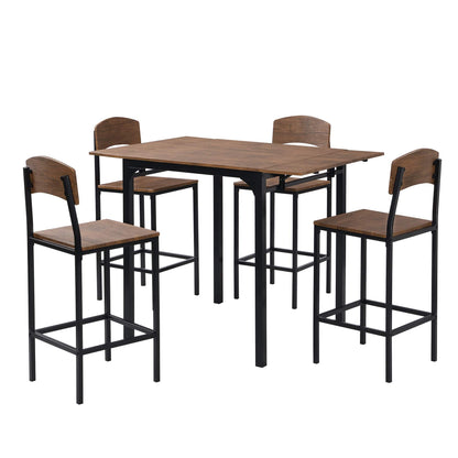 1st Choice Furniture Direct Counter Height Set 1st Choice Black Frame/Brown 5-pc Counter Height Dining Set