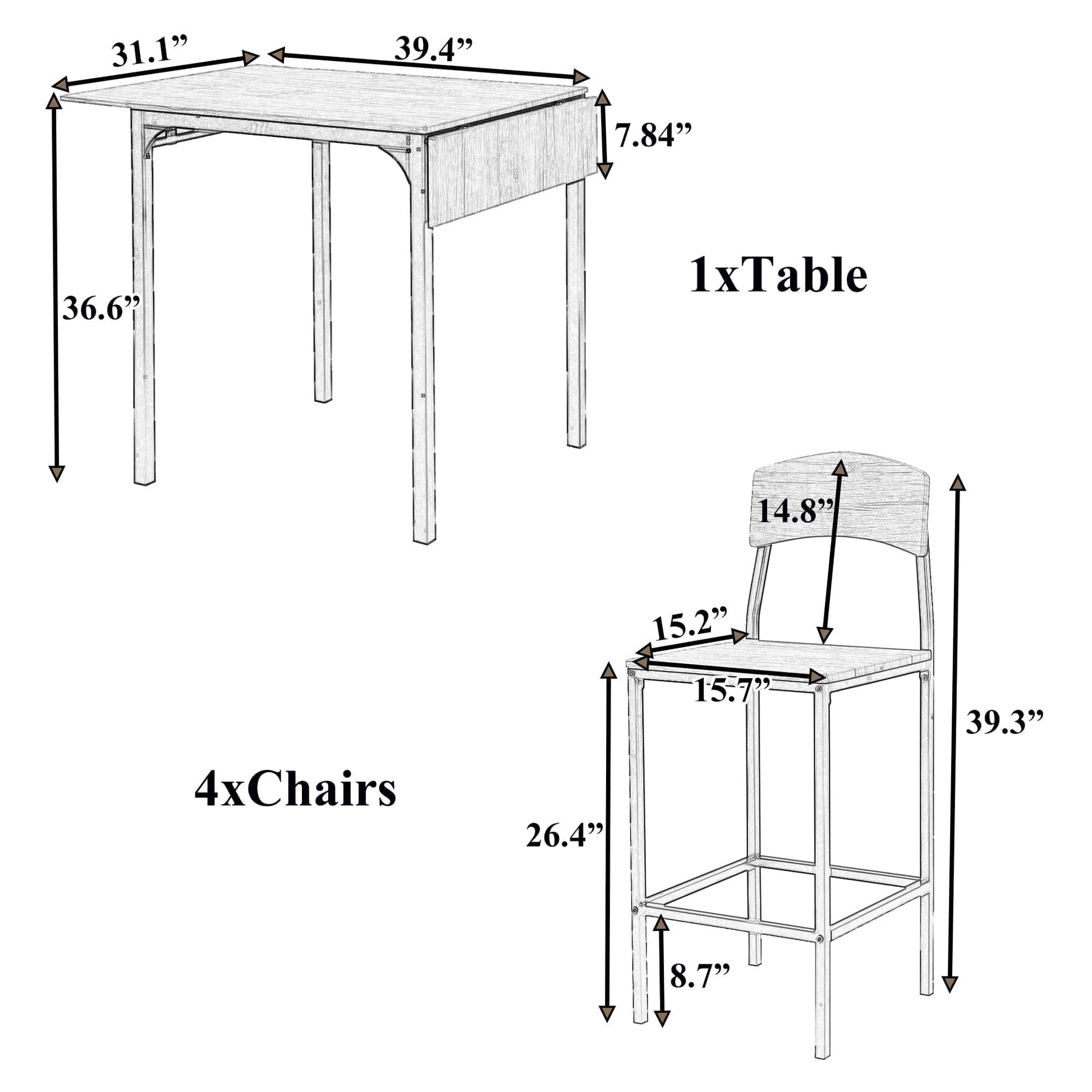 1st Choice Furniture Direct Counter Height Set 1st Choice Black Frame/Brown 5-pc Counter Height Dining Set