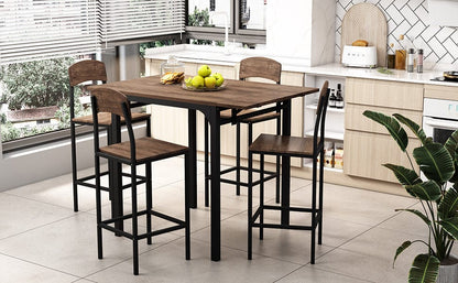 1st Choice Furniture Direct Counter Height Set 1st Choice Black Frame/Brown 5-pc Counter Height Dining Set