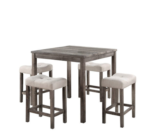 1st Choice Furniture Direct Counter Height Set 1st Choice Brown 5 Pc Counter Height Table Set w/ Creamy Linen Stools
