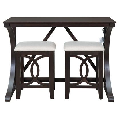 1st Choice Furniture Direct Counter Height Set 1st Choice Farmhouse 3-Pc Counter Height Dining Set w/ USB & Stools