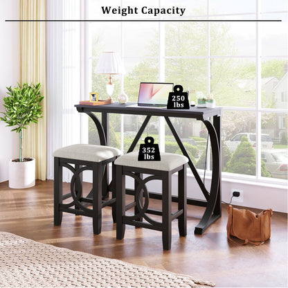 1st Choice Furniture Direct Counter Height Set 1st Choice Farmhouse 3-Pc Counter Height Dining Set w/ USB & Stools