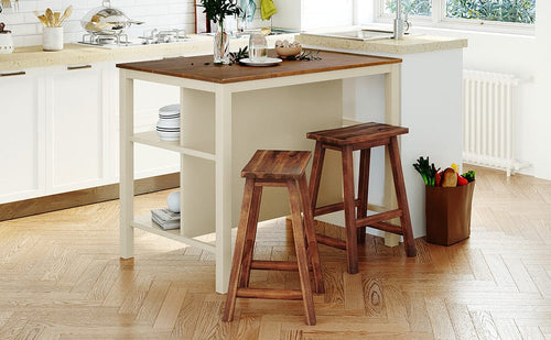 1st Choice Furniture Direct Counter Height Set 1st Choice Rustic 3-Piece Kitchen Island Set with Seating and Shelves