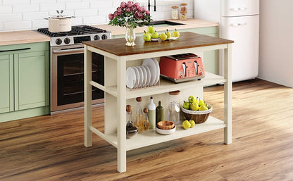 1st Choice Furniture Direct Counter Height Set 1st Choice Rustic 3-Piece Kitchen Island Set with Seating and Shelves