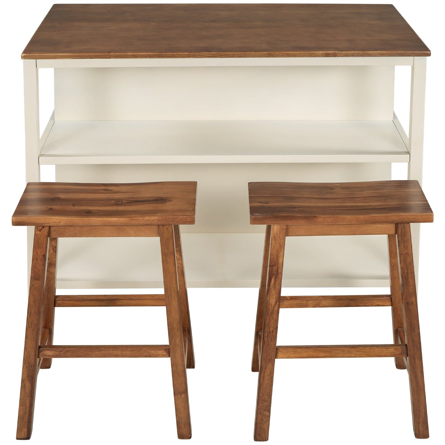 1st Choice Furniture Direct Counter Height Set 1st Choice Rustic 3-Piece Kitchen Island Set with Seating and Shelves