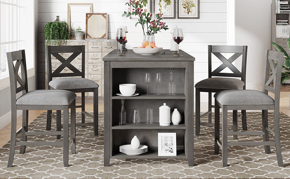 1st Choice Furniture Direct Counter Height Set 1st Choice Rustic 5-Piece Dining Set w/ Counter-Height Table & 4 Chair