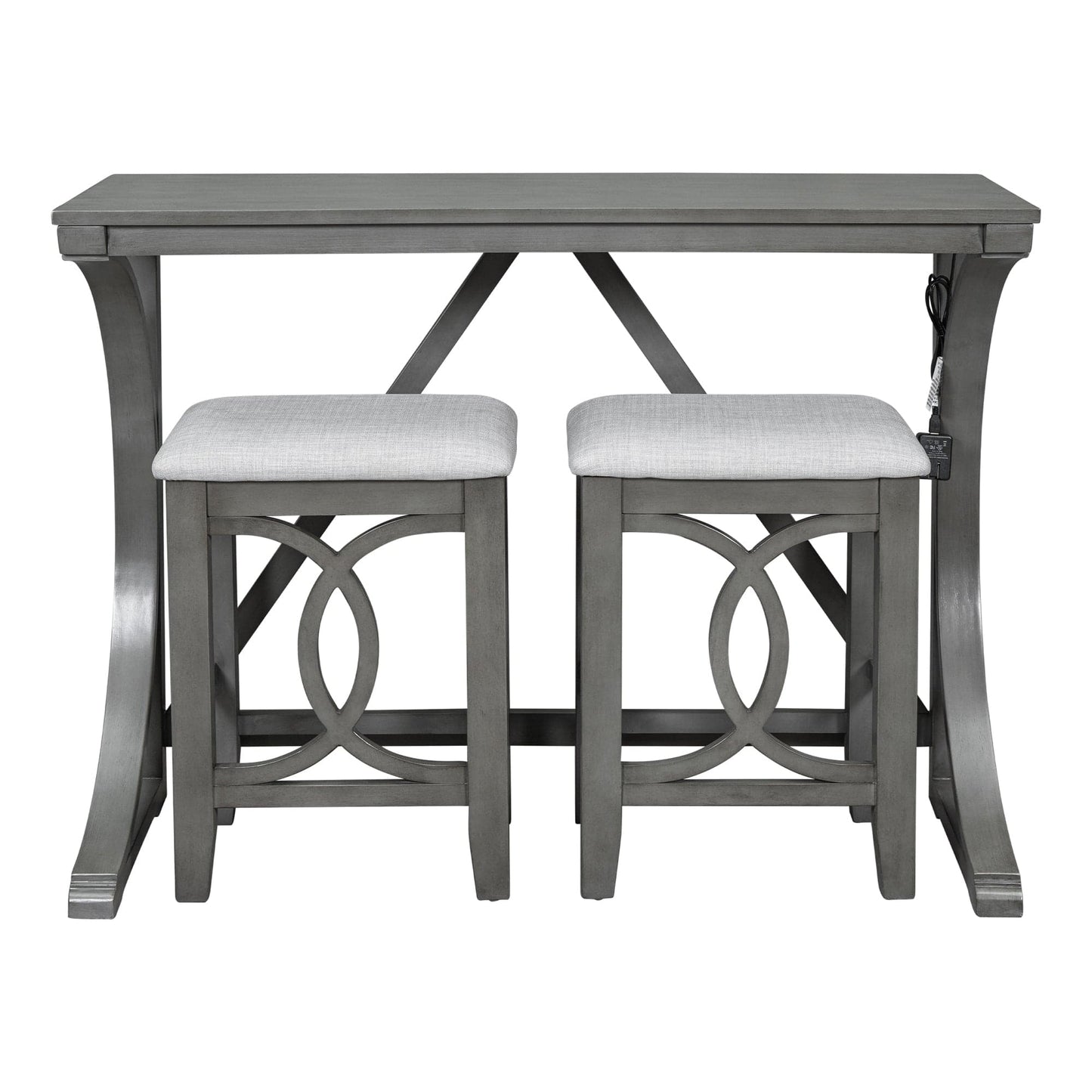 1st Choice Furniture Direct Counter Height Set 1st Choice Rustic Gray 3-Piece Counter Height Dining Set w/USB Port