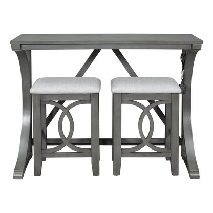 1st Choice Furniture Direct Counter Height Set 1st Choice Rustic Gray 3-Piece Counter Height Dining Set w/USB Port