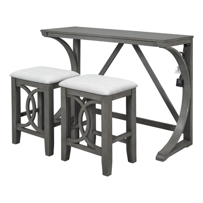 1st Choice Furniture Direct Counter Height Set 1st Choice Rustic Gray 3-Piece Counter Height Dining Set w/USB Port