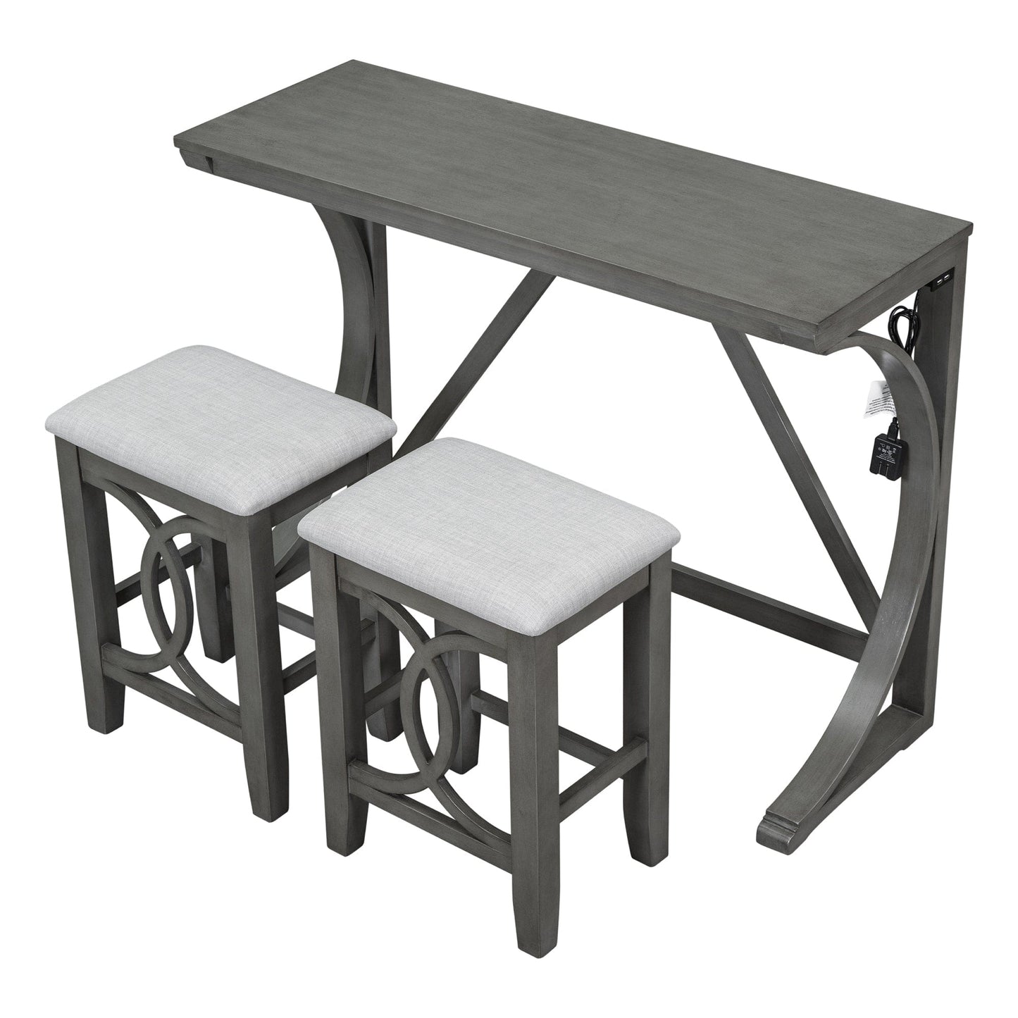 1st Choice Furniture Direct Counter Height Set 1st Choice Rustic Gray 3-Piece Counter Height Dining Set w/USB Port