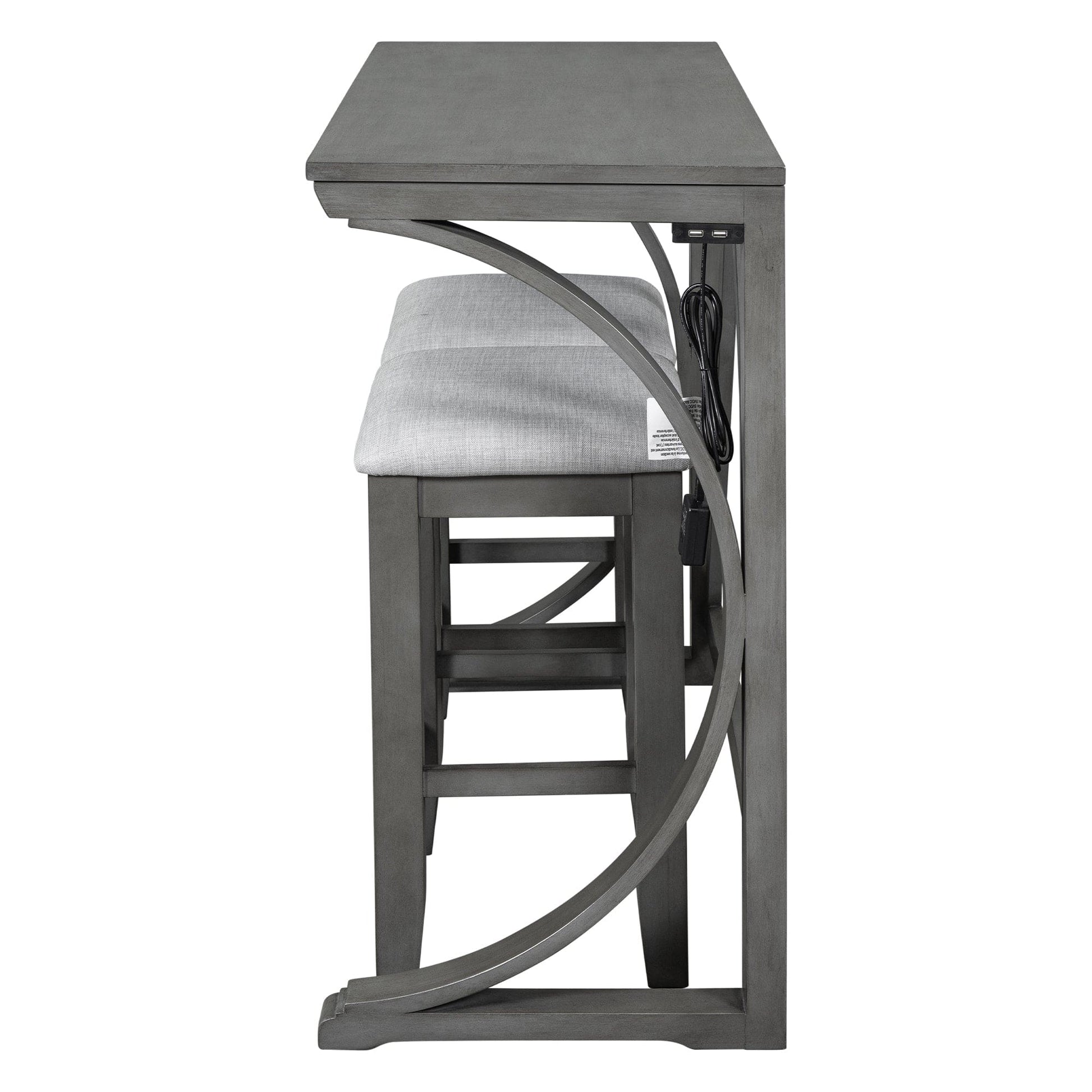 1st Choice Furniture Direct Counter Height Set 1st Choice Rustic Gray 3-Piece Counter Height Dining Set w/USB Port