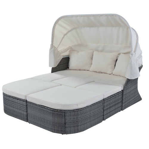 1st Choice Furniture Direct Daybed 1st Choice Modern Daybed Patio Furniture Set with Retractable Canopy