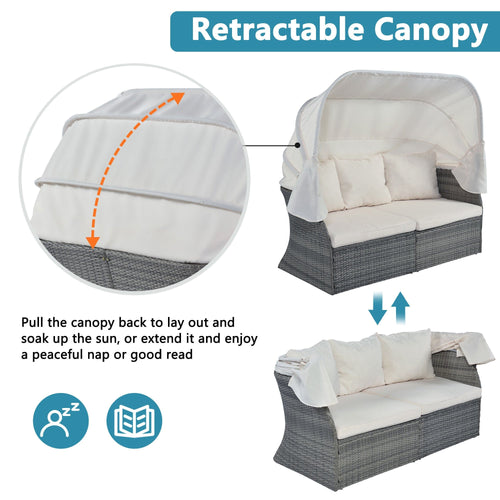 1st Choice Furniture Direct Daybed 1st Choice Modern Daybed Patio Furniture Set with Retractable Canopy