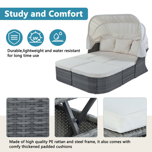 1st Choice Furniture Direct Daybed 1st Choice Modern Daybed Patio Furniture Set with Retractable Canopy