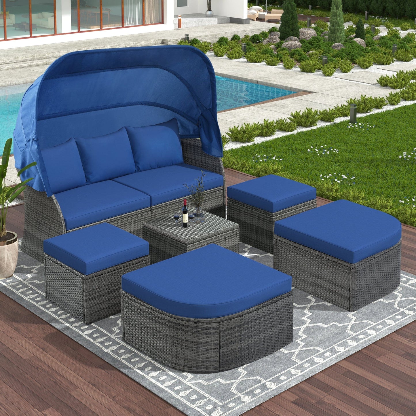 1st Choice Furniture Direct Daybed 1st Choice Outdoor Patio Set Daybed Sunbed with Retractable Canopy
