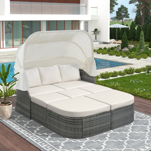 1st Choice Furniture Direct Daybed 1st Choice Patio Daybed with Retractable Canopy Conversation Set