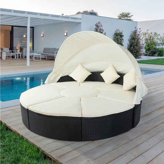 1st Choice Furniture Direct Daybed 1st Choice Patio Rattan Wicker Round Daybed with Retractable Canopy
