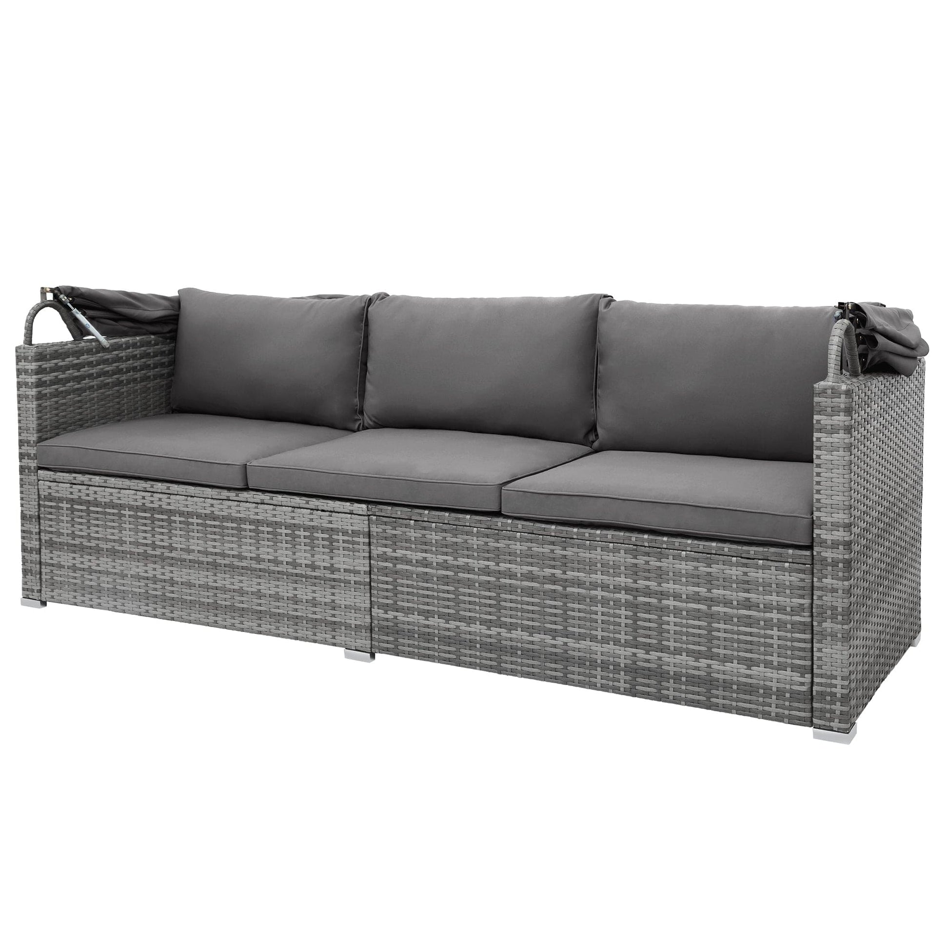 1st Choice Furniture Direct Daybed 1st Choice Sectional Rattan Daybed w/ Canopy & Glass Table (5 Pieces)