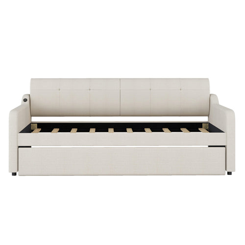 1st Choice Furniture Direct Daybed 1st Choice Twin Size Daybed with Trundle and USB in Beige Finish