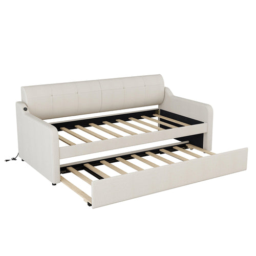1st Choice Furniture Direct Daybed 1st Choice Twin Size Daybed with Trundle and USB in Beige Finish