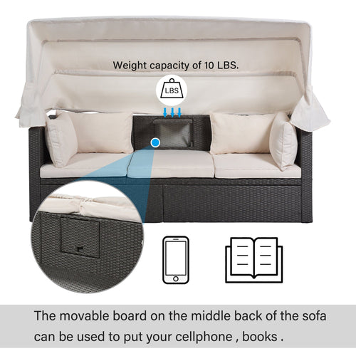 1st Choice Furniture Direct Daybed 1st Choice U-Style Daybed with Retractable Canopy and Washable Cushion