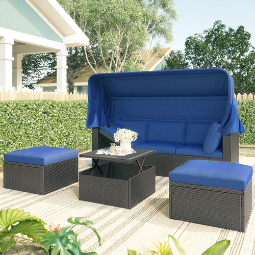 1st Choice Furniture Direct Daybed 1st Choice U-Style Patio Daybed with Canopy & Washable Cushions