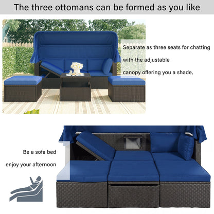 1st Choice Furniture Direct Daybed 1st Choice U-Style Patio Daybed with Canopy & Washable Cushions