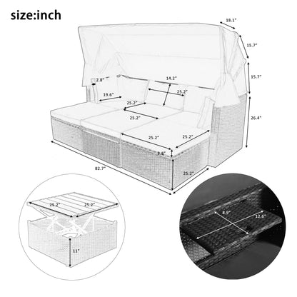 1st Choice Furniture Direct Daybed 1st Choice U-Style Patio Daybed with Canopy & Washable Cushions