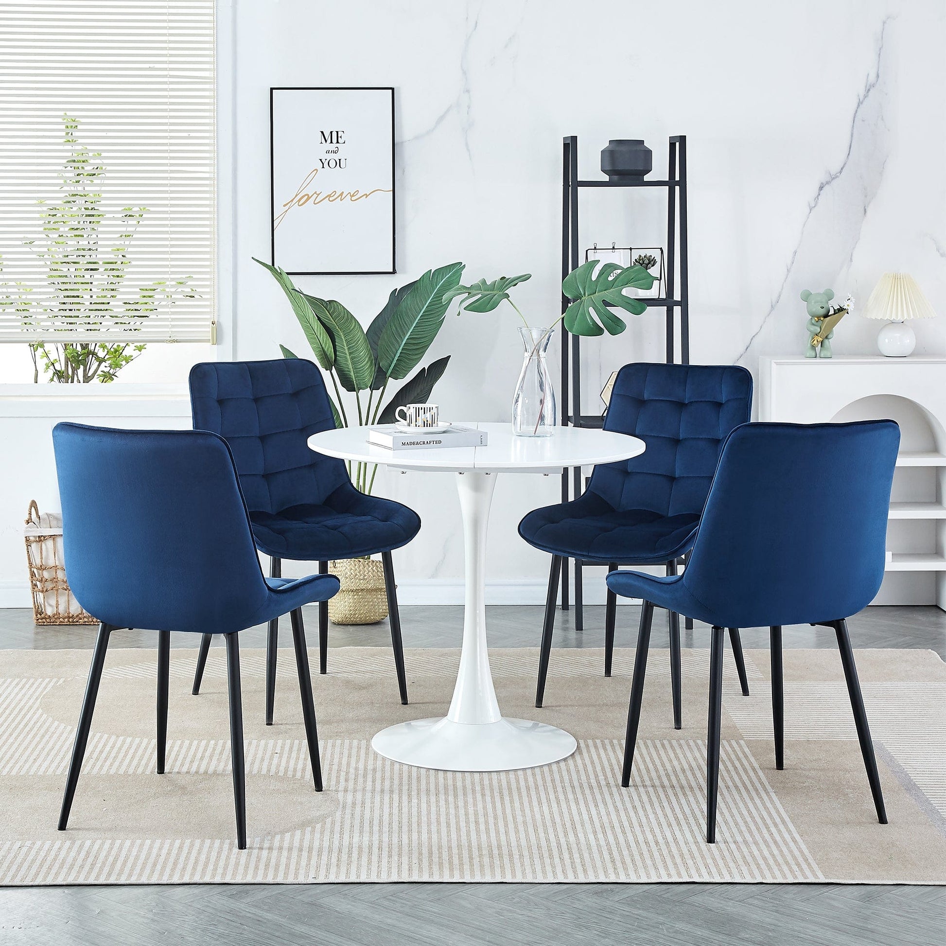 1st Choice Furniture Direct Dining Arm Chair Set 1st Choice Modern Backrest Versatile Dining Chairs in Blue - Set of 2
