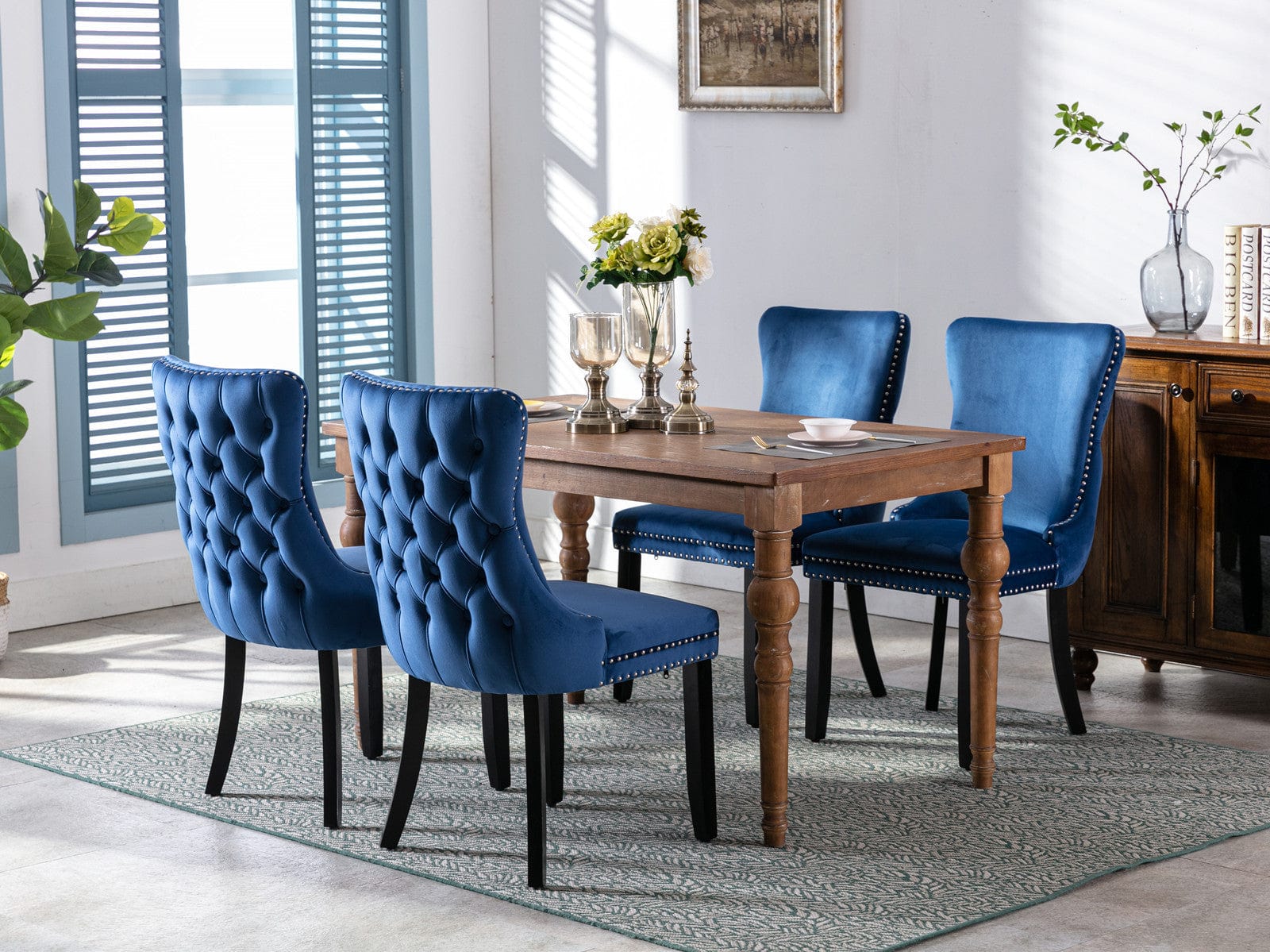 1st Choice Furniture Direct Dining chair 1st Choice Modern Velvet Dining Chair in Blue Finish (Set of 2)