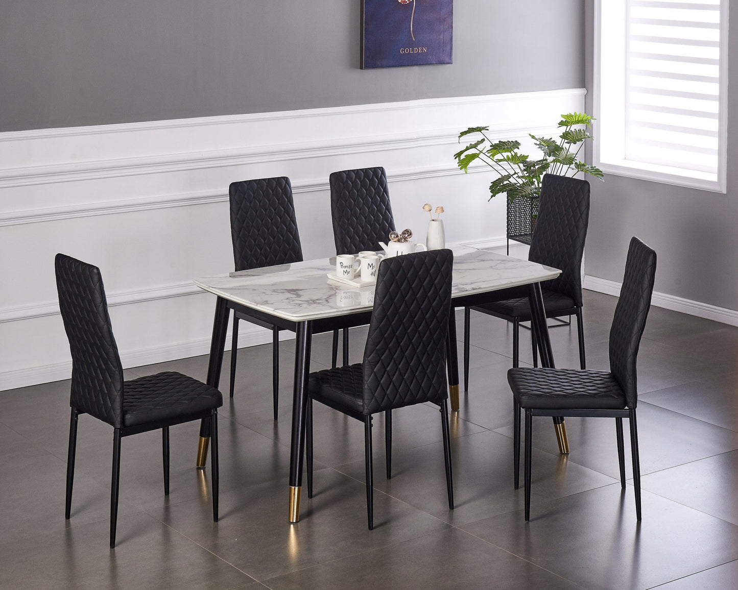 1st Choice Furniture Direct Dining Chair Set 1st Choice Black Modern Minimalist Fireproof Dining Chairs- Set of 6