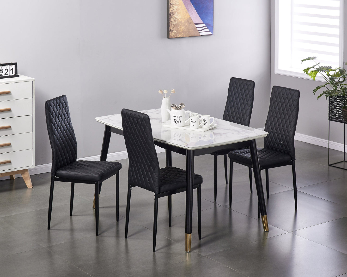 1st Choice Furniture Direct Dining Chair Set 1st Choice Black Modern Minimalist Fireproof Dining Chairs- Set of 6