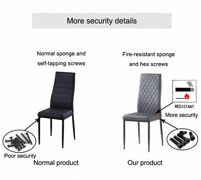 1st Choice Furniture Direct Dining Chair Set 1st Choice Black Modern Minimalist Fireproof Dining Chairs- Set of 6