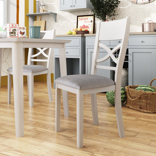 1st Choice Furniture Direct Dining Chair Set 1st Choice Rustic Wood 4-Piece Kitchen Chairs in Light Grey+White