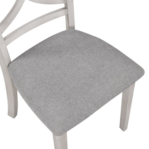 1st Choice Furniture Direct Dining Chair Set 1st Choice Rustic Wood 4-Piece Kitchen Chairs in Light Grey+White