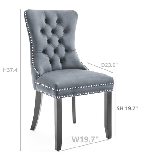 1st Choice Furniture Direct Dining Chair Set 1st Choice Set of 2 Upholstered Gray Velvet Dining Chair