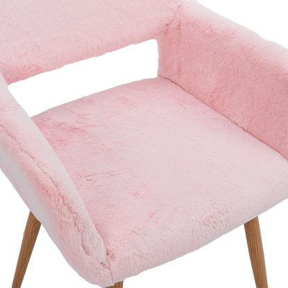 1st Choice Furniture Direct Dining Chairs 1st Choice Modern Mid-Century Side Chairs with Faux Fur in Pink Finish