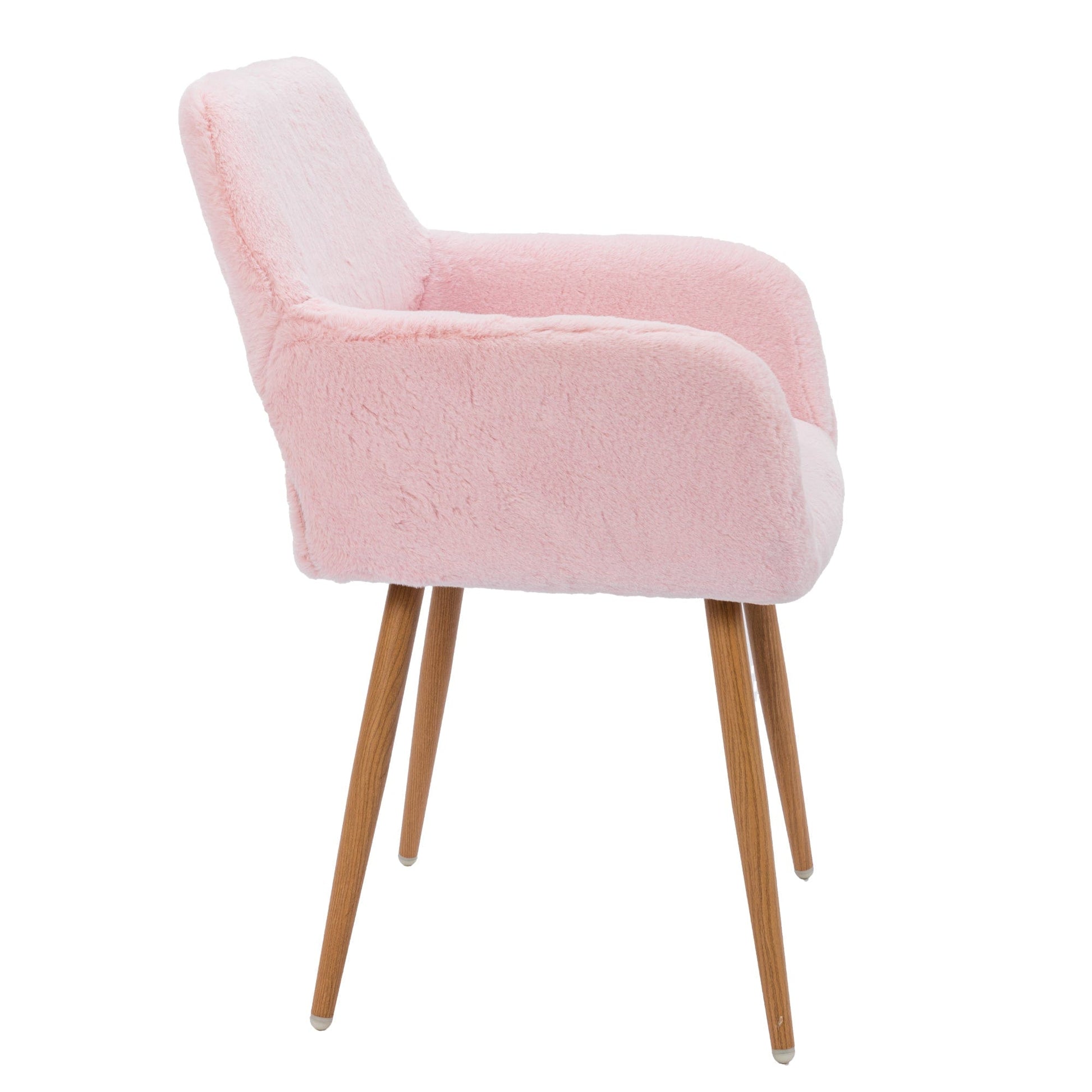 1st Choice Furniture Direct Dining Chairs 1st Choice Modern Mid-Century Side Chairs with Faux Fur in Pink Finish