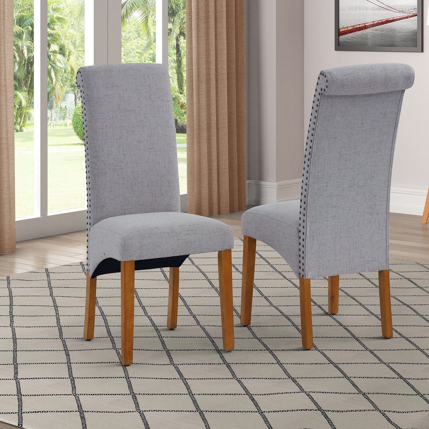 1st Choice Furniture Direct Dining Chairs 1st Choice Set of 2 Upholstered Dining Chairs w/ Wood Leg, Padded Seat