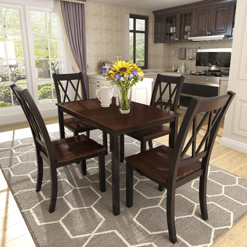 1st Choice Furniture Direct Dining Room Sets 1s Choice 5-Piece Dining Set with Table and Chairs in Black+Cherry