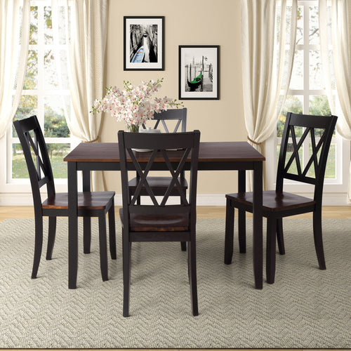1st Choice Furniture Direct Dining Room Sets 1s Choice 5-Piece Dining Set with Table and Chairs in Black+Cherry