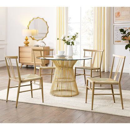 1st Choice Furniture Direct Dining Room Sets 1st Choice 5-Piece Dining Set w/ Round Glass Table & Metal Chairs