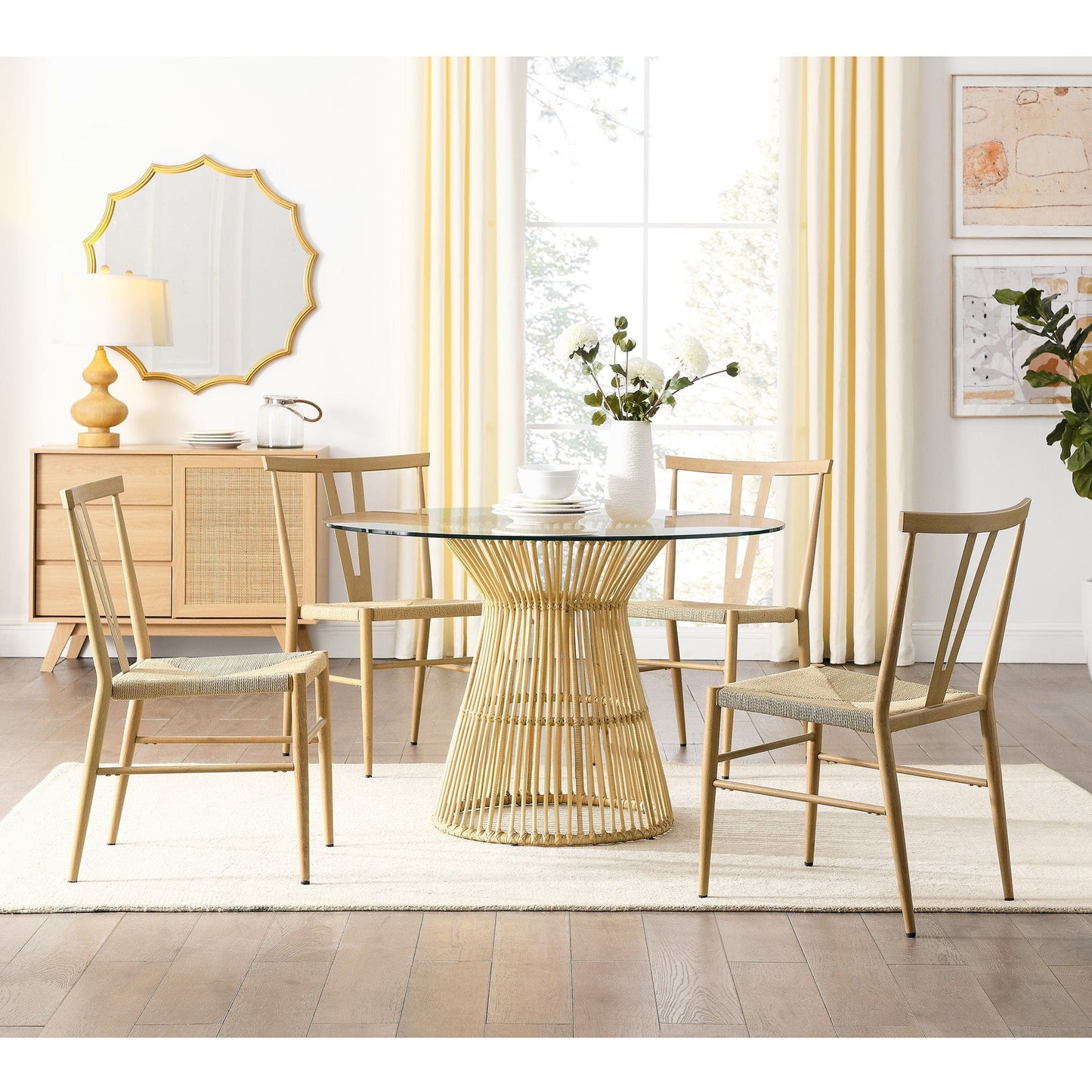 1st Choice Furniture Direct Dining Room Sets 1st Choice 5-Piece Dining Set w/ Round Glass Table & Metal Chairs