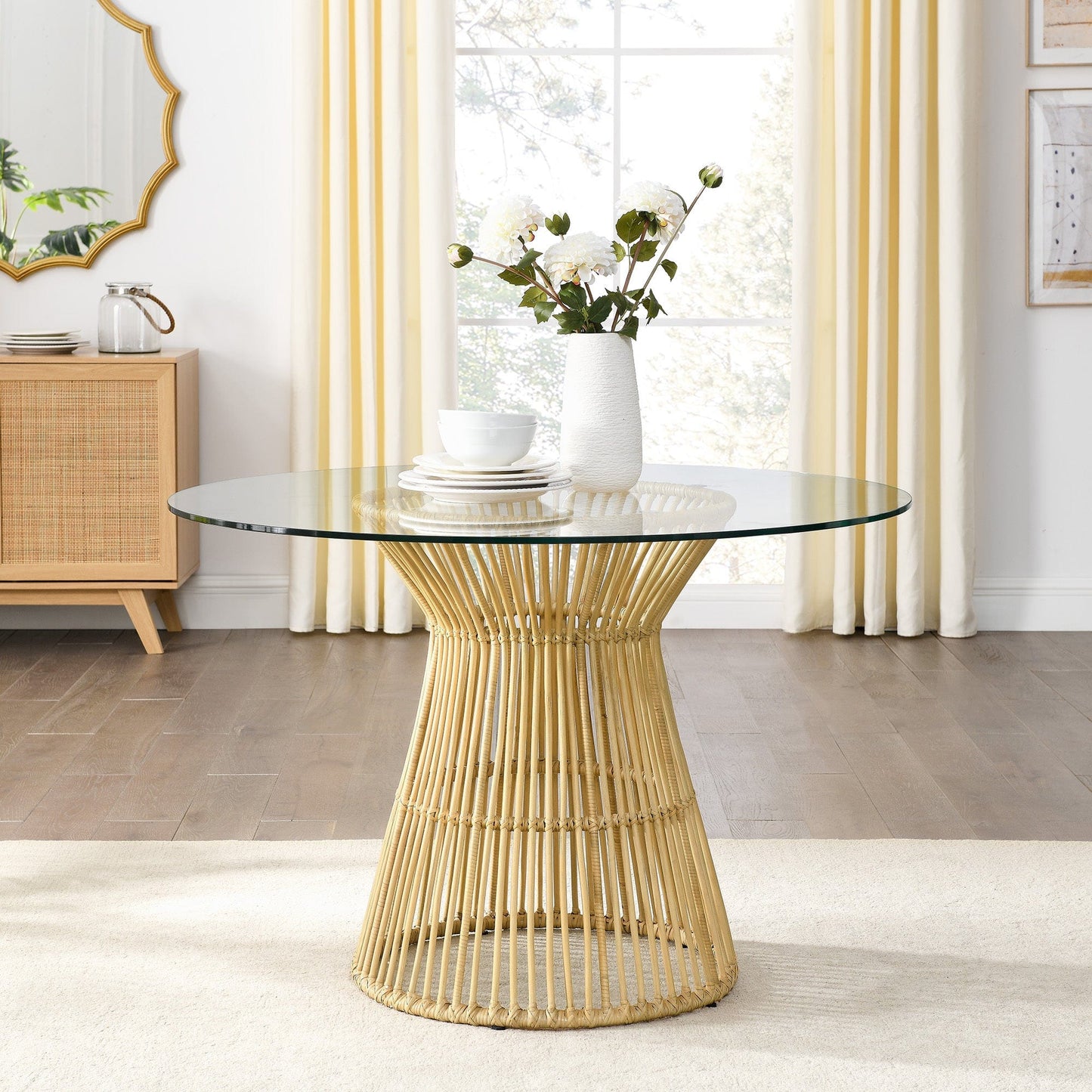 1st Choice Furniture Direct Dining Room Sets 1st Choice 5-Piece Dining Set w/ Round Glass Table & Metal Chairs