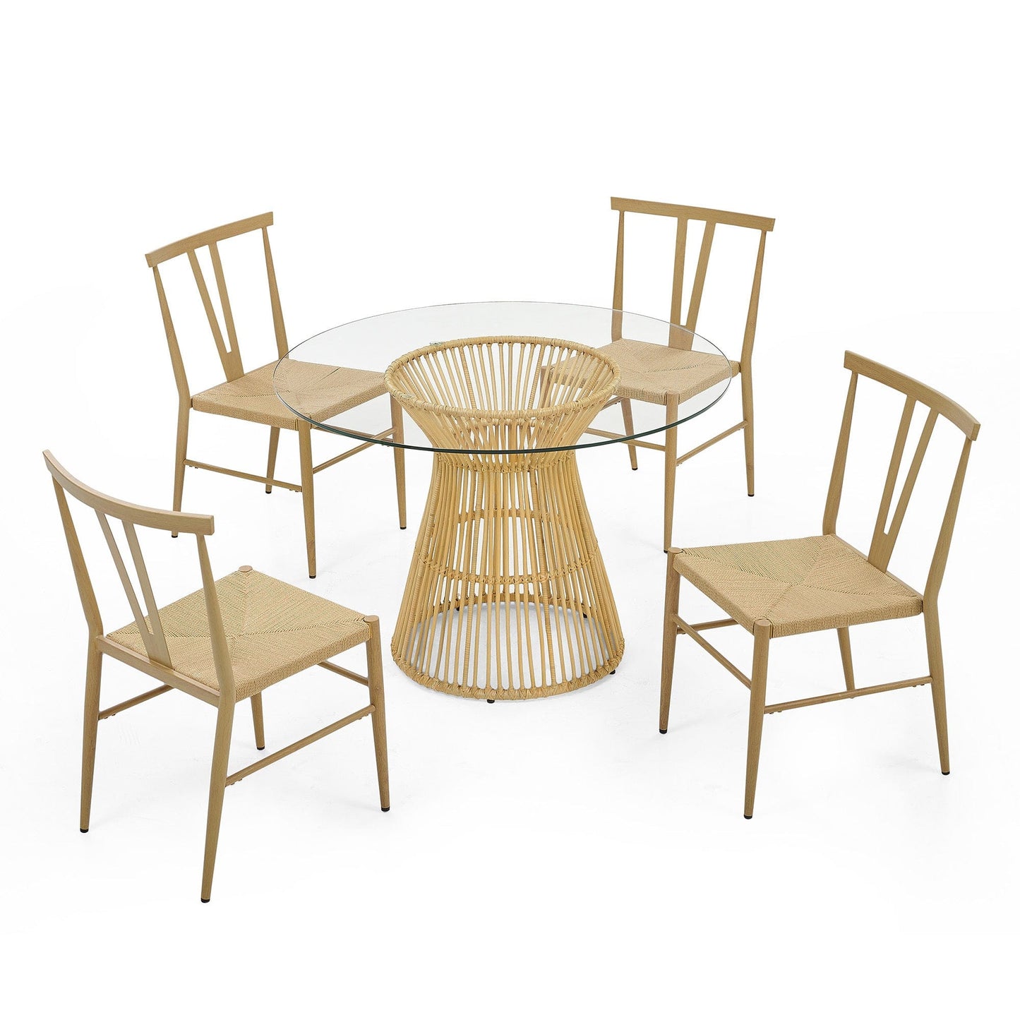 1st Choice Furniture Direct Dining Room Sets 1st Choice 5-Piece Dining Set w/ Round Glass Table & Metal Chairs